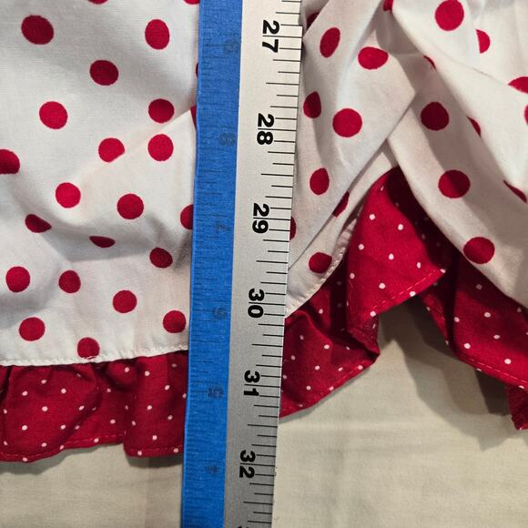 Pom Pom Red Polka Dot Dress Ruffles and Bows Girls Sz XL Girly - Picture 13 of 15